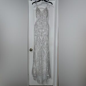 White/crystal long sequence Formal Dress